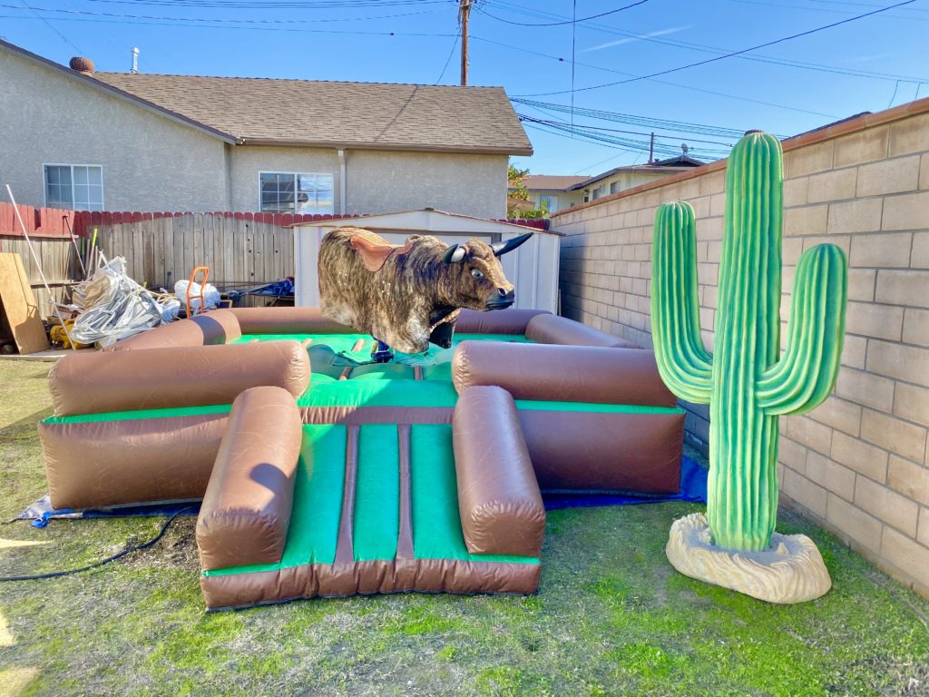 Small Mechanical Bull perfect for small backyards! Available near you! Size: 11x11